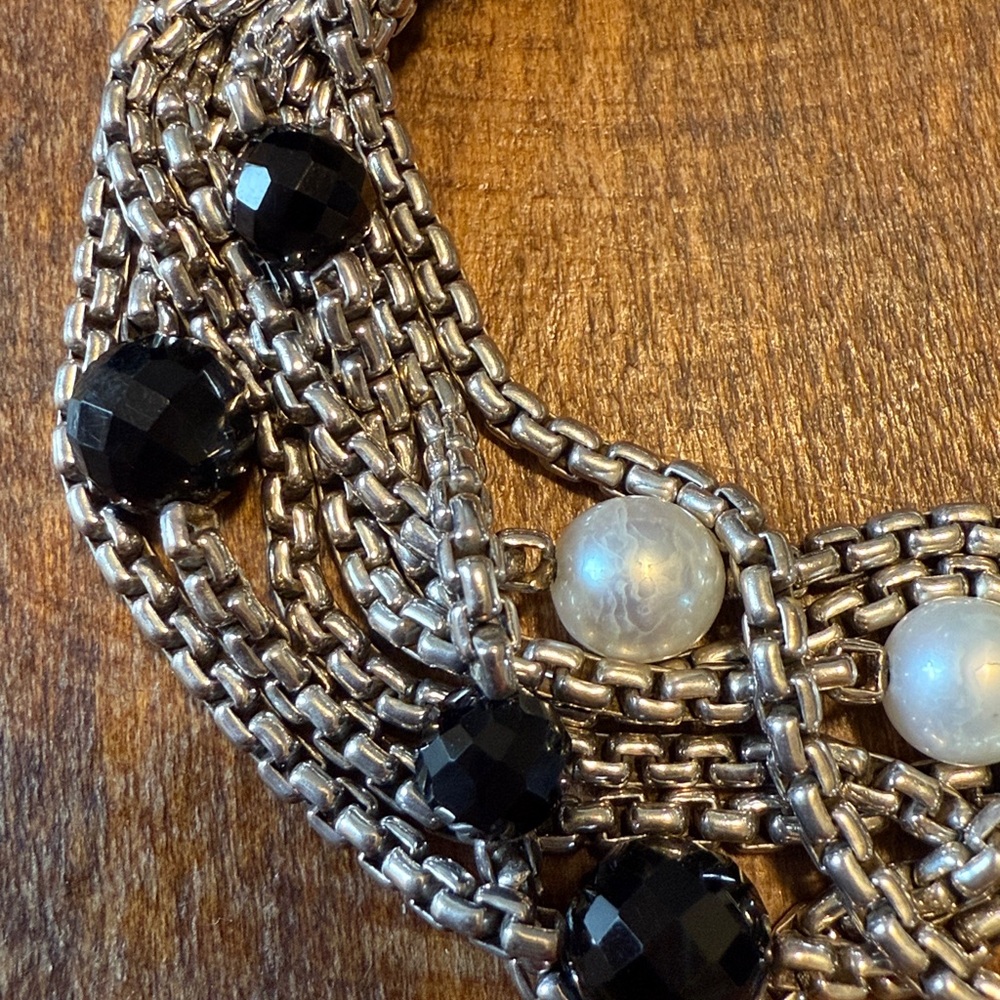 David Yurman Silver and 18k gold onyx and pearl Multi-Strand Bracelet - Picture 6 of 16